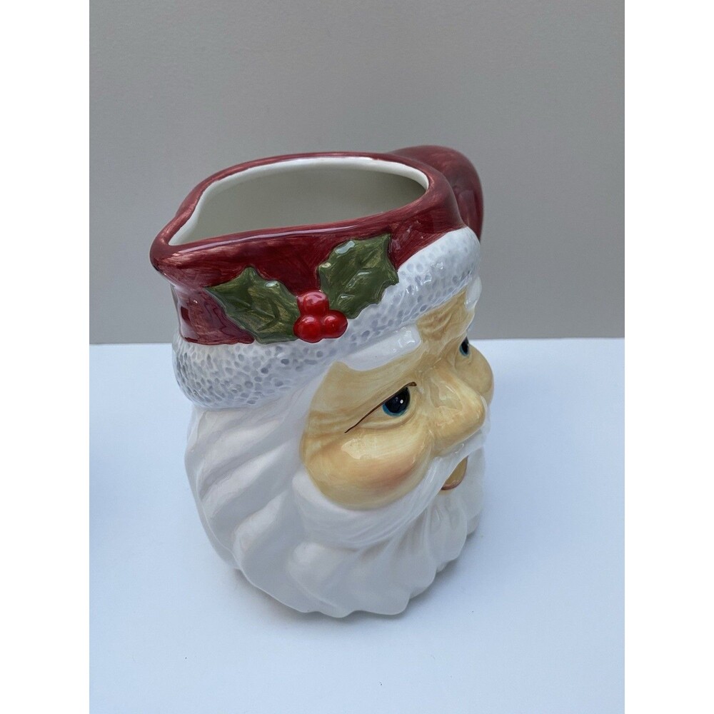 Vintage Santa Head Ceramic Pitcher Christmas Holiday Cheer 1997 Captain Michael - Picture 3 of 7
